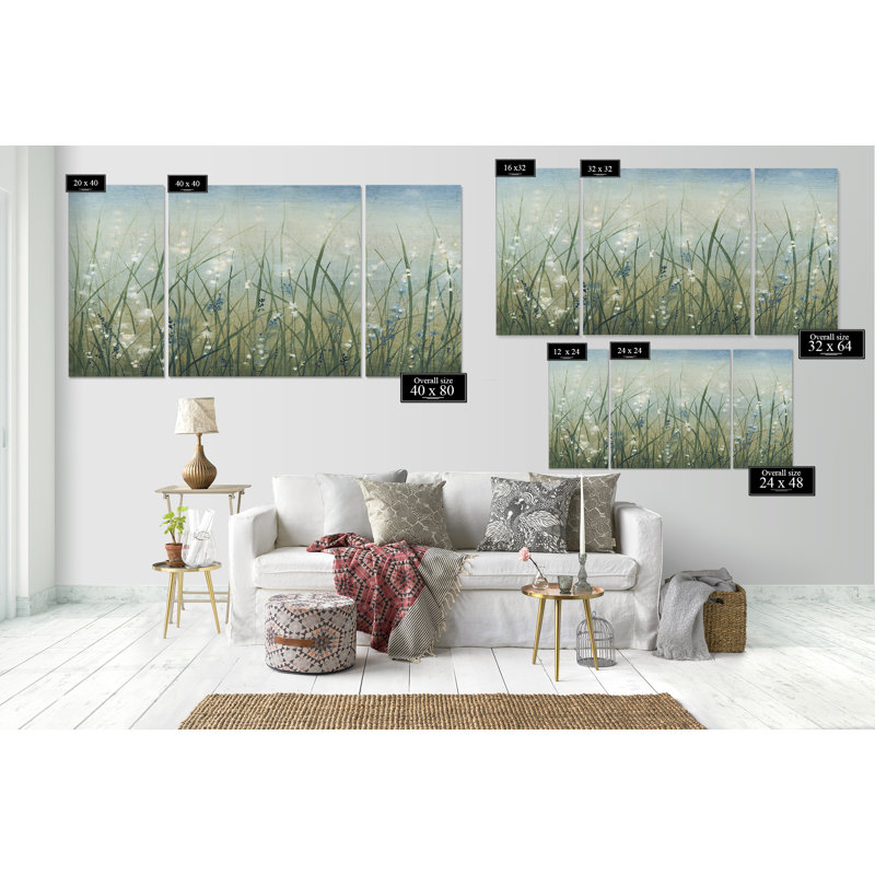 «Bliss I», reproduction sur toile 3 pièces, H 32 po x l 64 po x P 1,5 po