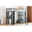 Lit mezzanine simple gris avec tablettes, bureau et lampe à DEL-274461041-274461070