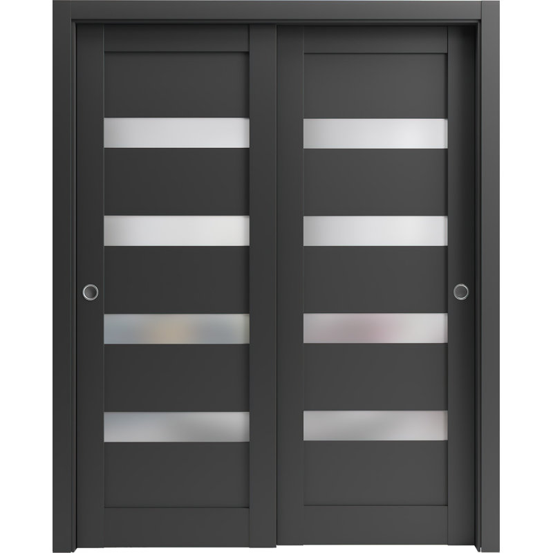 Portes noires en verre givré Quardo, 72 po x 96 po