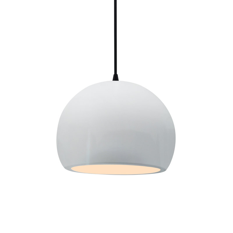 Luminaire suspendu à 1 lumière Aschwin, H 6 po x l 7 po x P 7 po, Blanc brillant, Noir mat