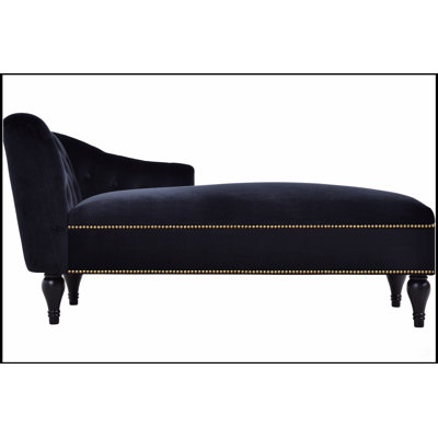 Luxurious Velvet Chaise Lounge With Button Tufting And Nailhead Trim, Perfect For Elegant And Comfortable Seating