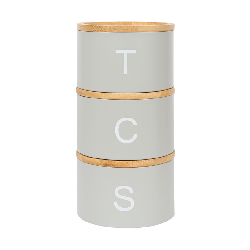 Harbour Housewares - 3 Piece Stacking Tea Coffee Sugar Canister Set, Grey