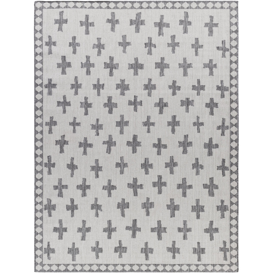 Anesty Geometric Machine Woven Polypropylene Indoor / Outdoor Area Rug in Light Gray Union Rustic Rug 