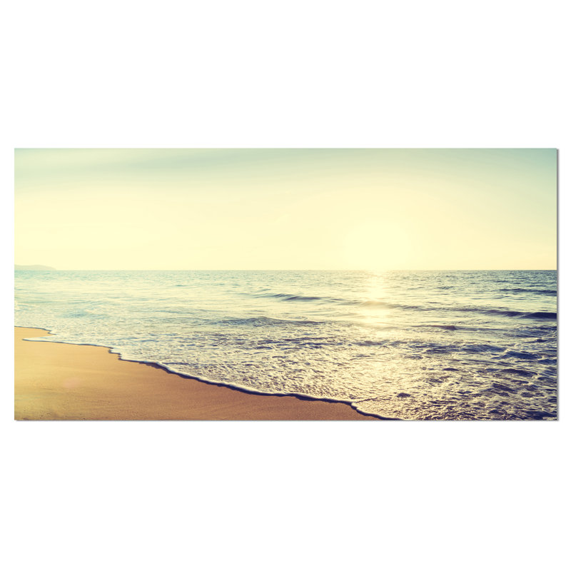 « brillante mer shore », reproduction de photo sur toile tendue à coucher de soleil, H 28 po x l 60 po
