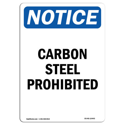 Carbon Steel Prohibited Sign
