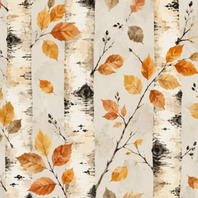Removable Peel and Stick Wallpaper Roll Aspen Tree Modern Abstract Forest Landscape Birch Trees 17.7"W x 118"H