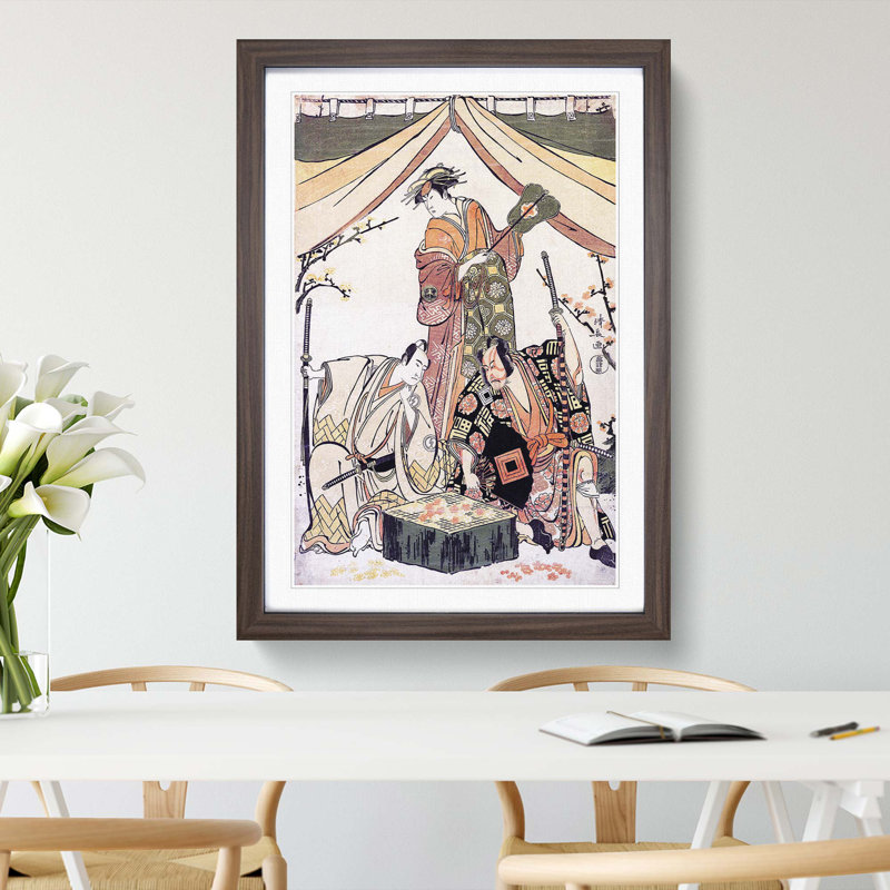 Oakinai Hiru-Ga-Koshima by Torii Kiyonaga - Picture Frame Painting Print, 36cm H x 27cm W x 2cm D, Walnut Framed