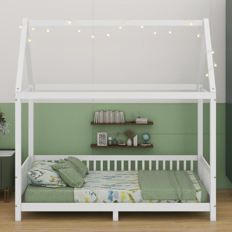 House Bed With Guardrail And LED