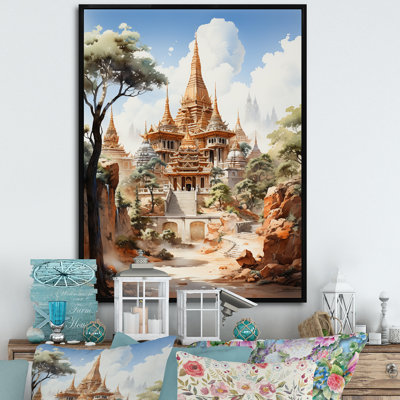 " Beige Green Buddhist Art Stupa of " Color Photography Print