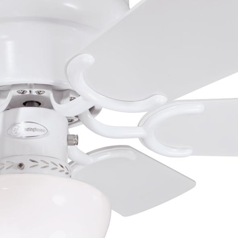 30-Inch 6-Blade White Indoor Ceiling Fan with LED Light Fixture and Opal Mushroom Glass, White