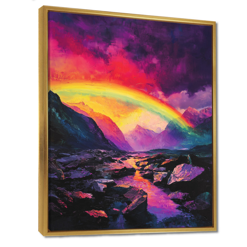 Glendolyn Rainbow In The Rocky Landscape II - Rainbow, reproduction d'art sur toile encadrée, H 20 po x l 12 po, Doré