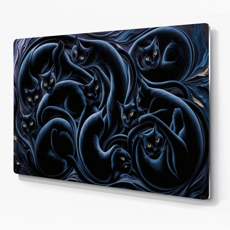 Art mural d'Halloween chats noirs gris, H 11 po x l 14 po