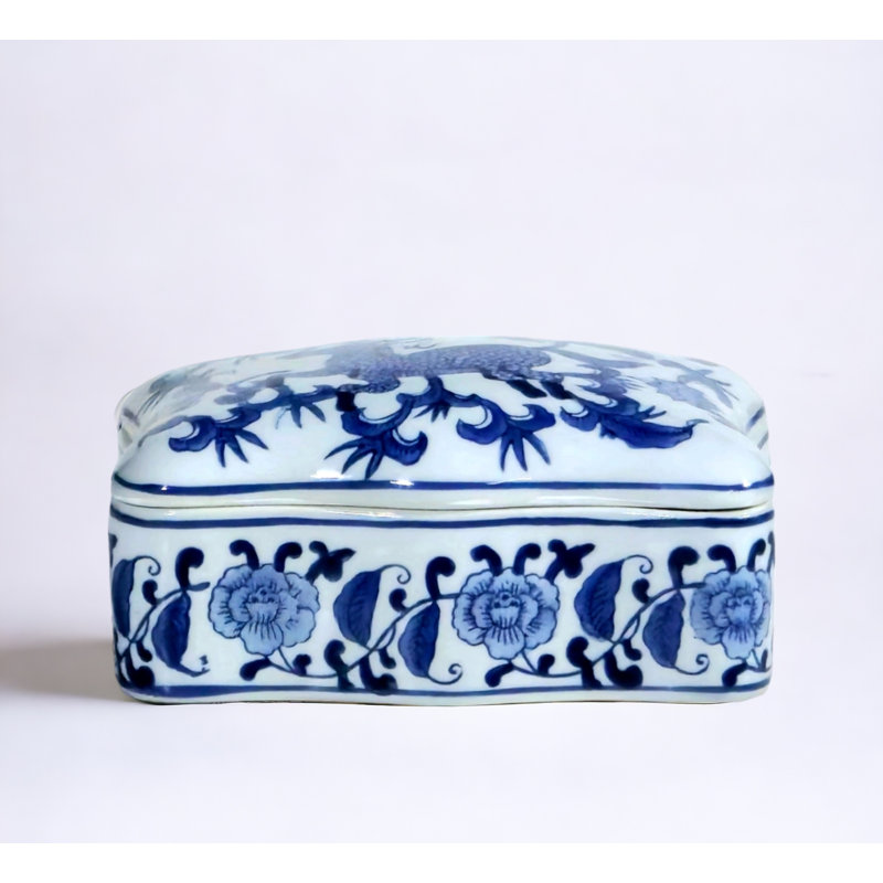 Boîte en porcelaine avec couvercle chinois, Bleu / blanc