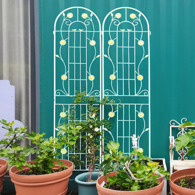 Paquet de 4 treillis de jardin en métal 86,7 "x 19,7" antirouille pour plantes grimpantes