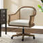 Xaver Swivel Barrel Task Chair with Rattan Arms-1759116836