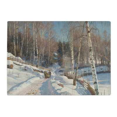 Sleigh Ride on a Sunny Winter Day by Peder Mork Monsted Chopping Board