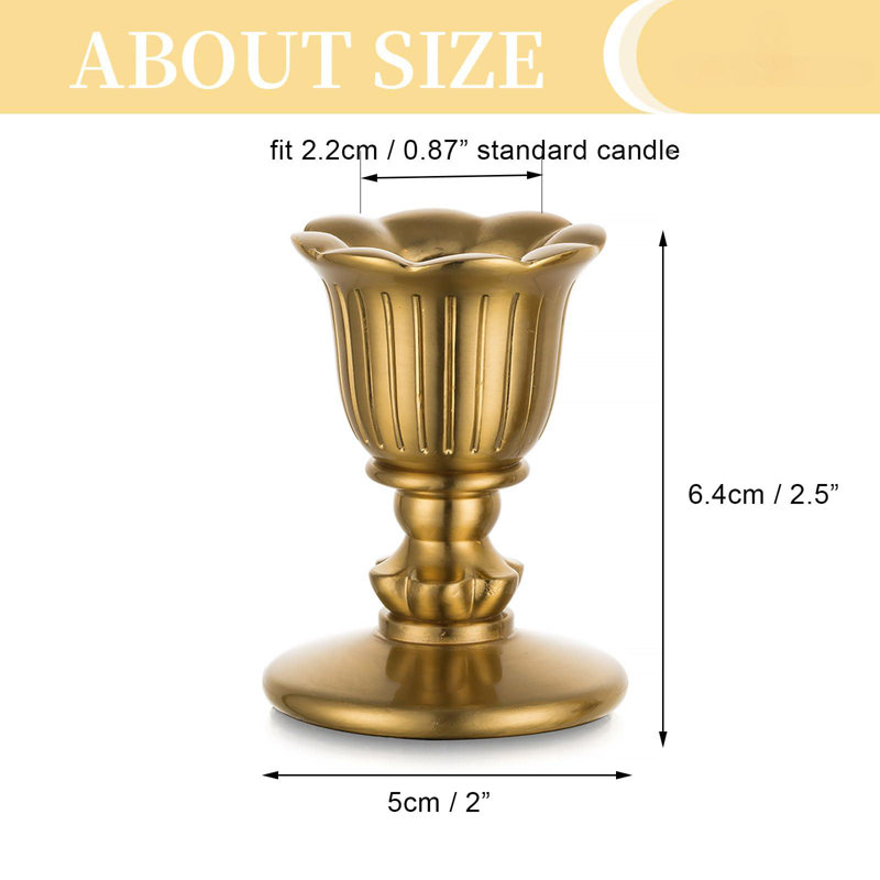 Vintage Brass Flower Design Tabletop Candlestick Set of 6