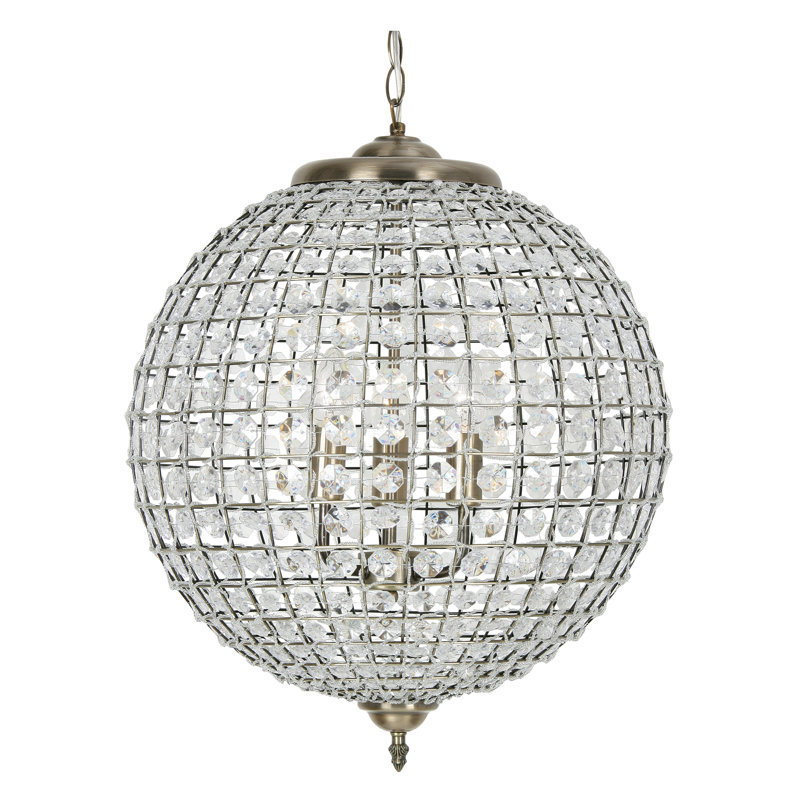 - Light Antique Brass Crystal Pendant, 45cm H x 45cm W x 45cm D