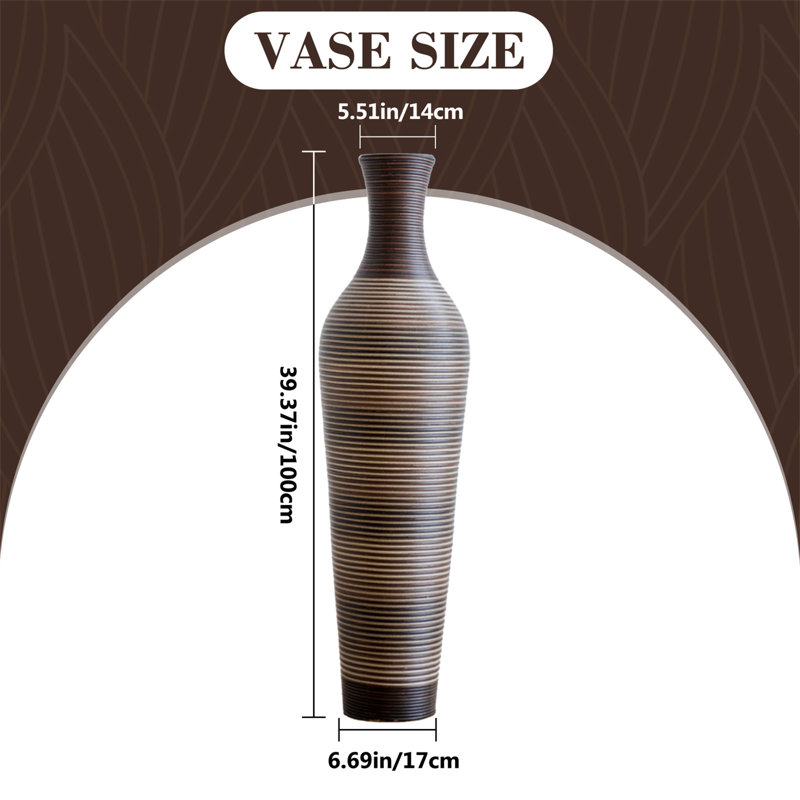 Vase de plancher 39,4 po, Brun