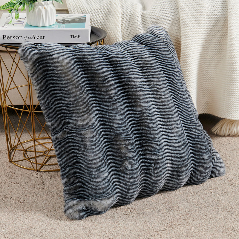 Striped Square Cushion Cover, Black
