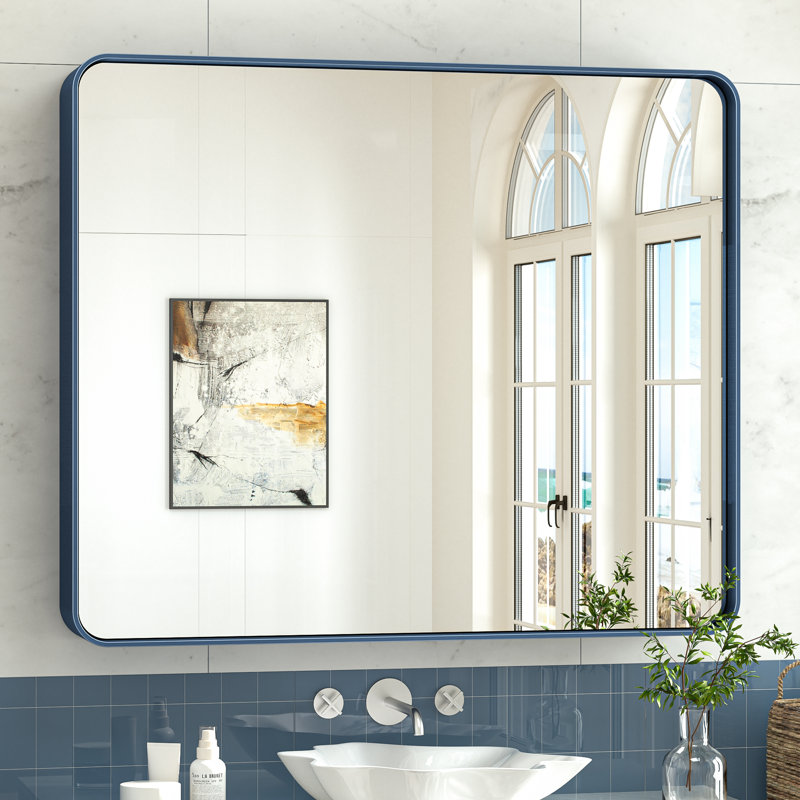 Miroir d'appoint Tyro, 42 po x 36 po, Bleu, Rectangulaire