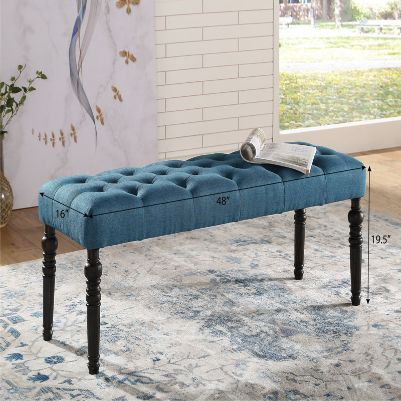 Banc de salle à manger capitonné en tissu, Bleu