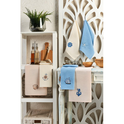 Ensemble de serviettes de cuisine de qualité supérieure (6 pièces), 100% coton, 15,7 po x 23,6 po | Motif brodé, lavable à la machine à 86 ° F, repassable | Doux, absorbant, parfait pour la cuisine et la salle à manger | Durable et élégant pour la maison