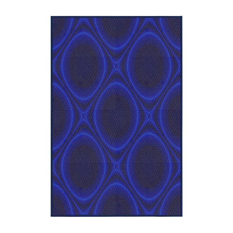 Tapis de zone indigo à motifs, Rectangle 8 pi x 10 pi