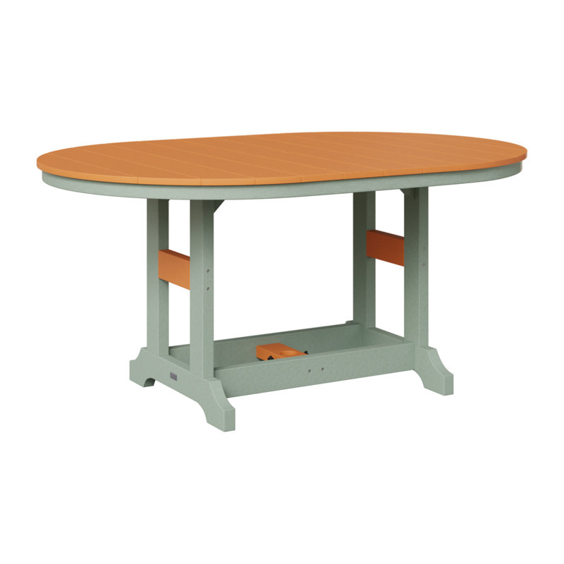 Garden Classic Outdoor Oval Bar Table, Seafoam, Mango Orange, 39.5" H x 44" W x 64" D