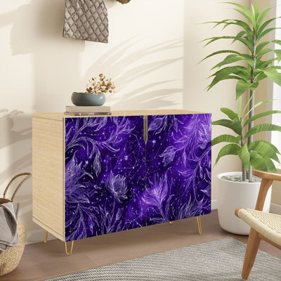 Buffet Buffet avec rangement Cosmic Botanical Arch Flower Design avec 2 portes pour le salon et la cuisine