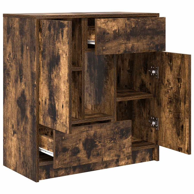 Sideboard With Drawers And Doors 70.5X34x74.5 Cm, Smoked Oak