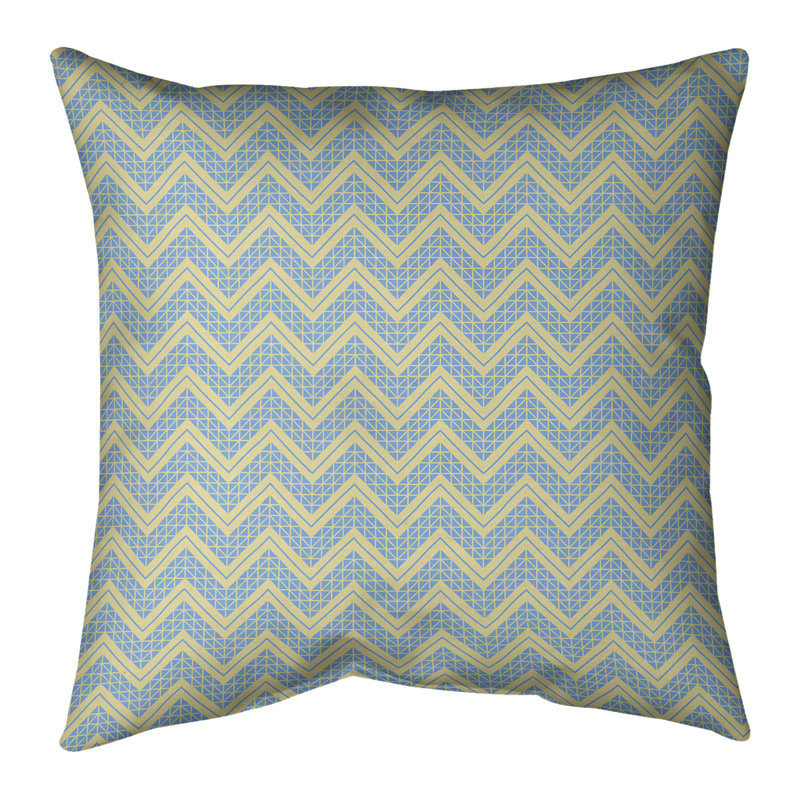 Coussin Rhonda Cheval, Bourre en polyester, Petit jaune / bleu, Simili suède