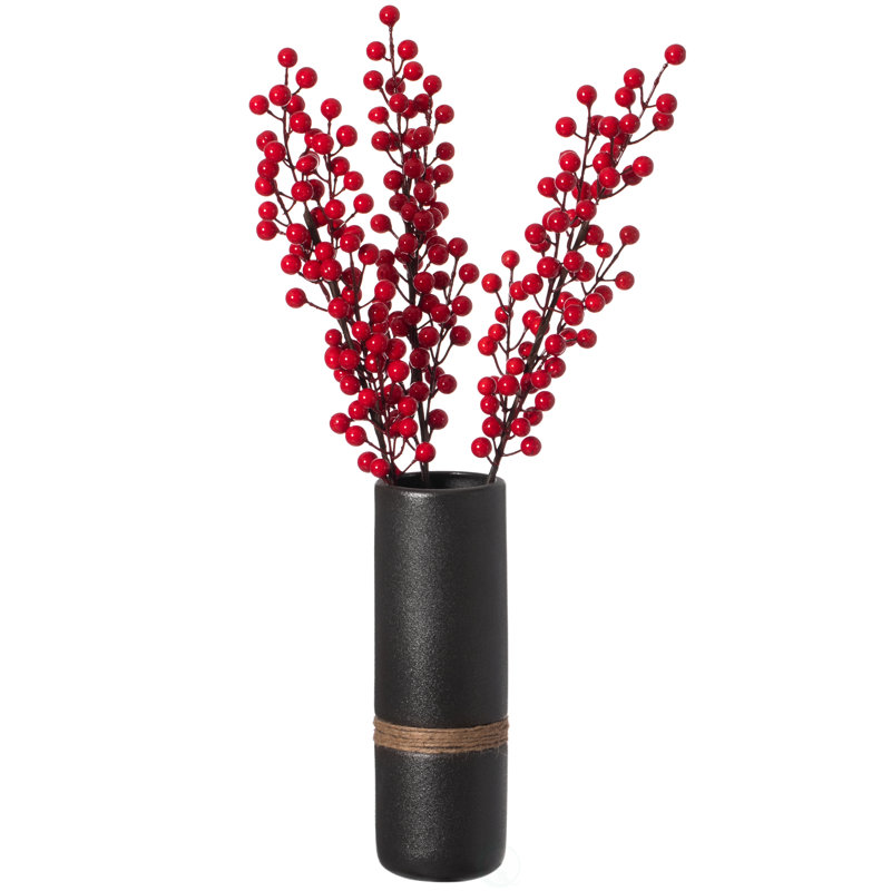 Vase de table en céramique Bequette, Noir, H 11 po x l 3,5 po x P 3,5 po