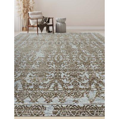 Hand-Knotted High-Quality Silver and Gold Area Rug