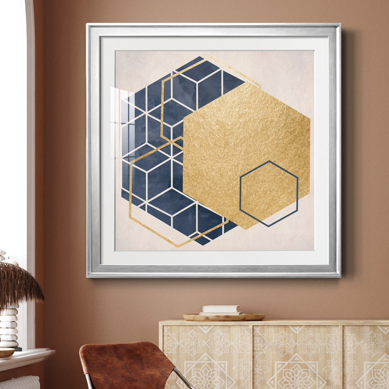 Geo I - cadre photo, Papier avec cadre argenté, H 26,5 po x l 26,5 po x P 1,5 po