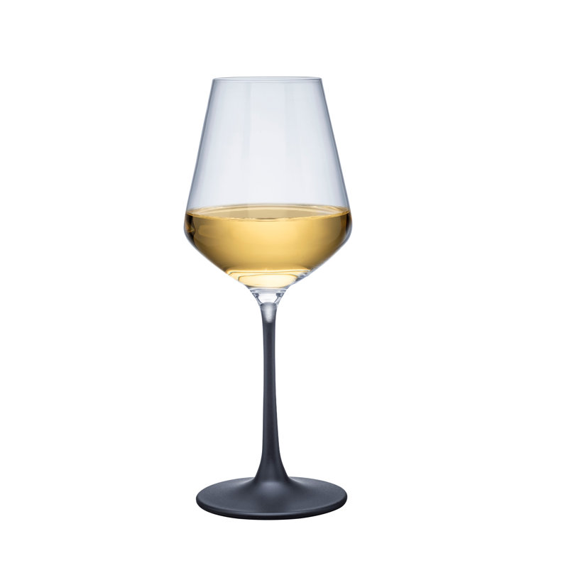 Elegant Black Stem Crystal White Wine Glass Set of 4