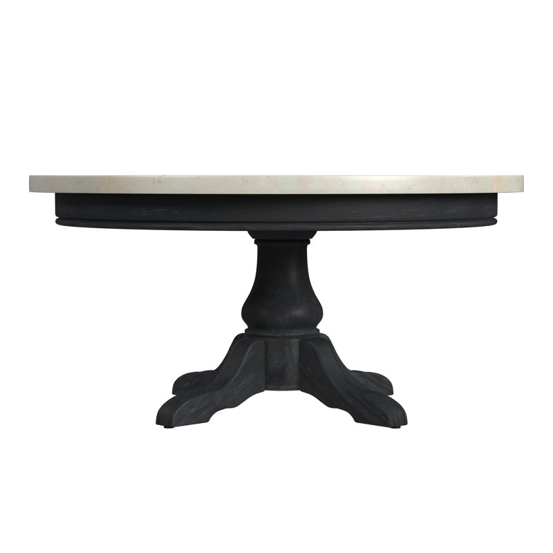 Pedestal Coffee Table, Ivory Top/Black Base