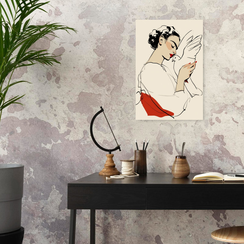 Dove Embrace Modern Bird Wall Art Print, 60.96cm H x 40.64cm W