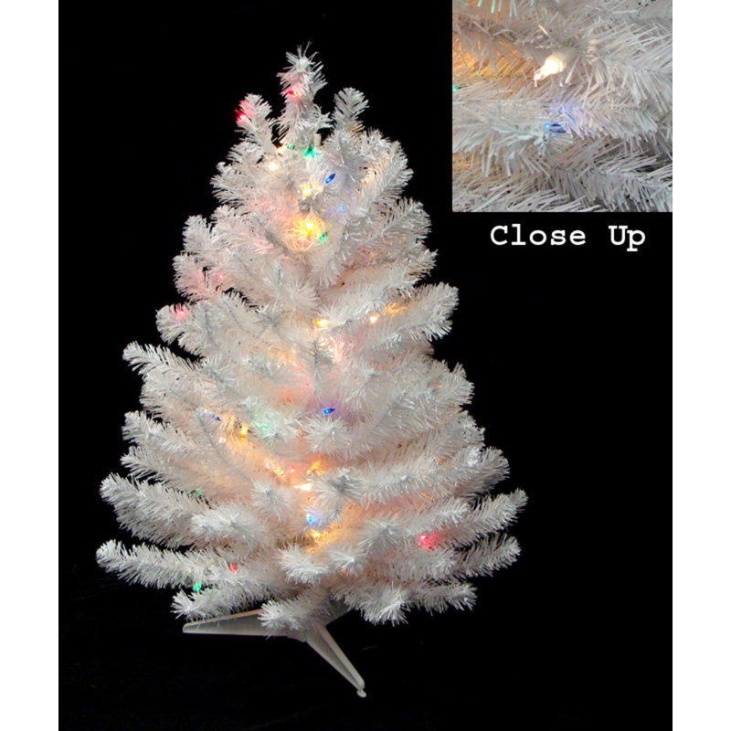 Pre-Lit Snow White Artificial Christmas Tree - Multicolor Lights, H 1 pi 6 po