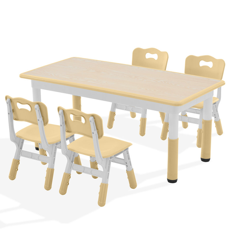 Angeliz Kids 5 Piece Play Or Activity Table and Chair Set, Brown