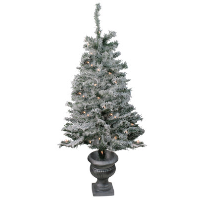 Arbre de Noël artificiel vert en pot 3,5 pi avec lumières claires