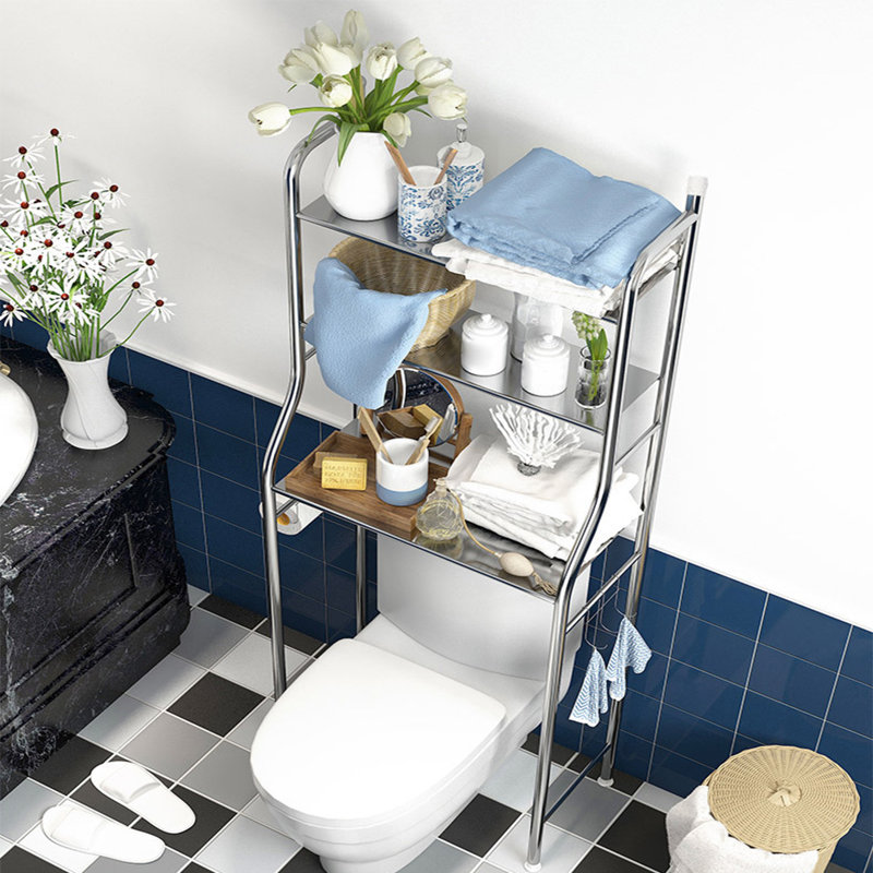 Over The Toilet Storage, Metal Over Toilet Organizer Rack with Removable Towel Hooks, Paper Holder, Bathroom Organizer Over Toilet, Easy Assembly