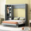 Lit avec lumières à DEL, tablettes, garde-robe - gris-1369462609-1369462608
