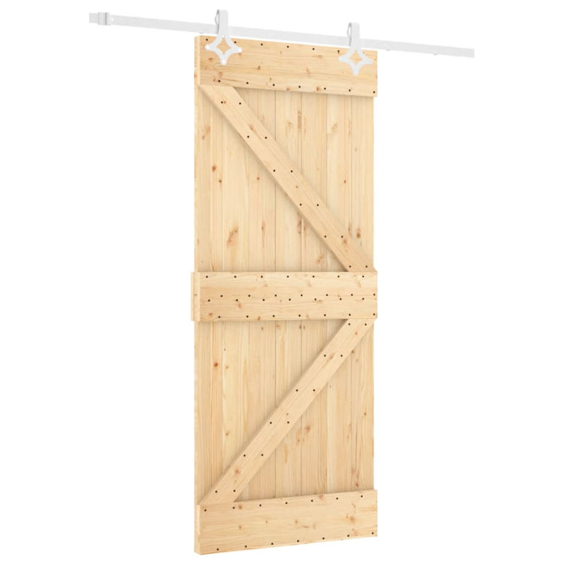 Porte coulissante avec quincaillerie Vidaxl, 27,6 po x 82,7 po, Blanc/naturel
