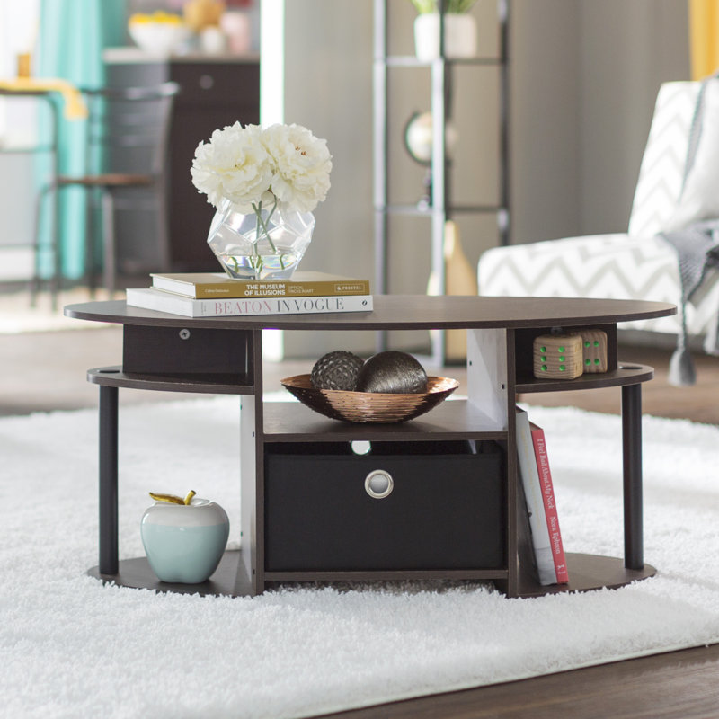 Allenville Pedestal Coffee Table with Storage, Walnut