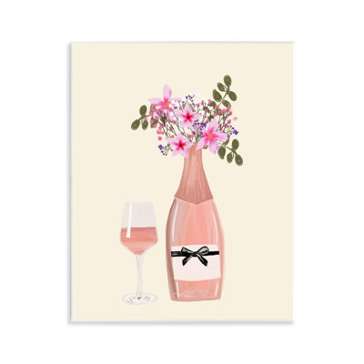 Floral Champagne & Glass Wall Plaque Art by Chen Alyesh