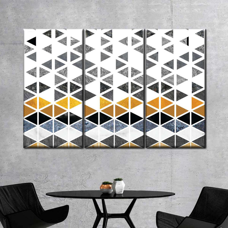 Motif géométrique triangulaire, reproduction sur toile, H 24 po x l 38 po x P 1,25 po