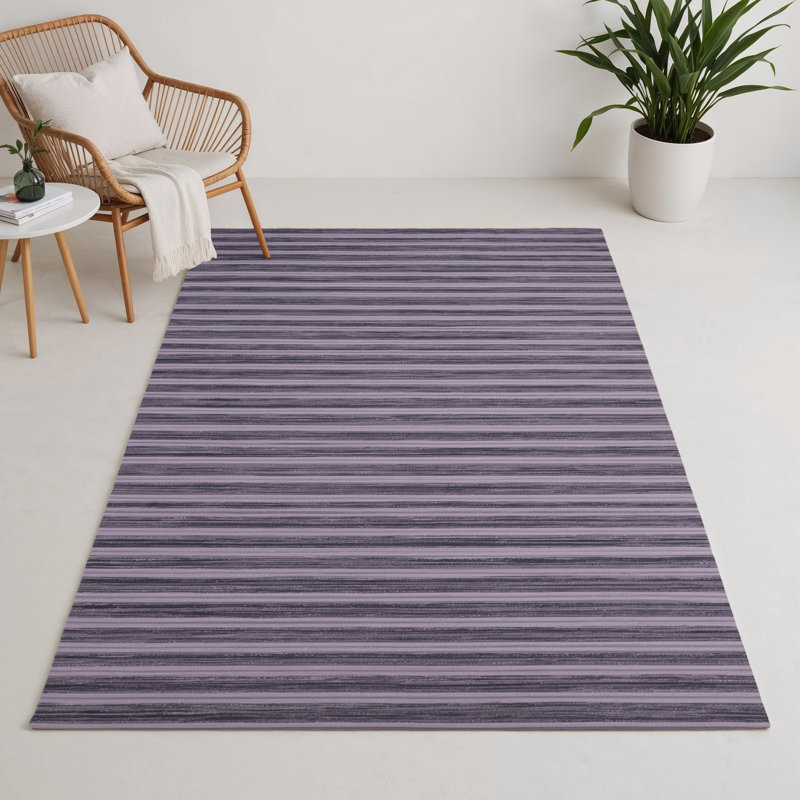Tapis intérieur / extérieur mauve HorizontalStripes, Rectangulaire 3 pi x 5 pi