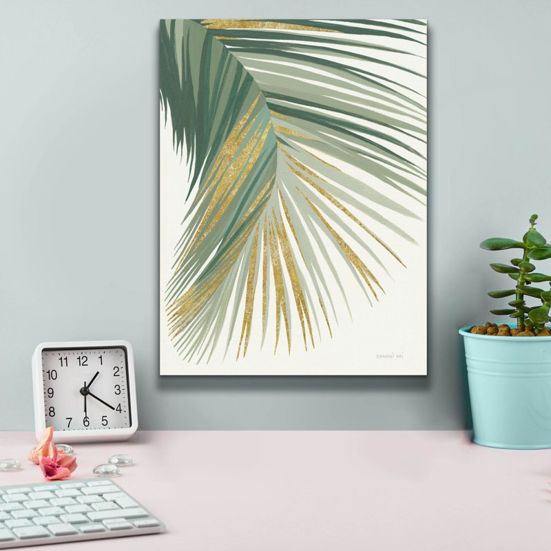  «Retro Big Leaf 2 Green Gold» par Danhui Nai, art mural sur toile, H 16 po x l 12 po