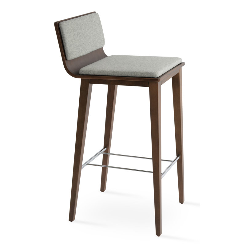 Sawyer Upholstered Counter Stool with Solid Wood Frame, Silver Wool, Counter Stool (24" Seat Height)